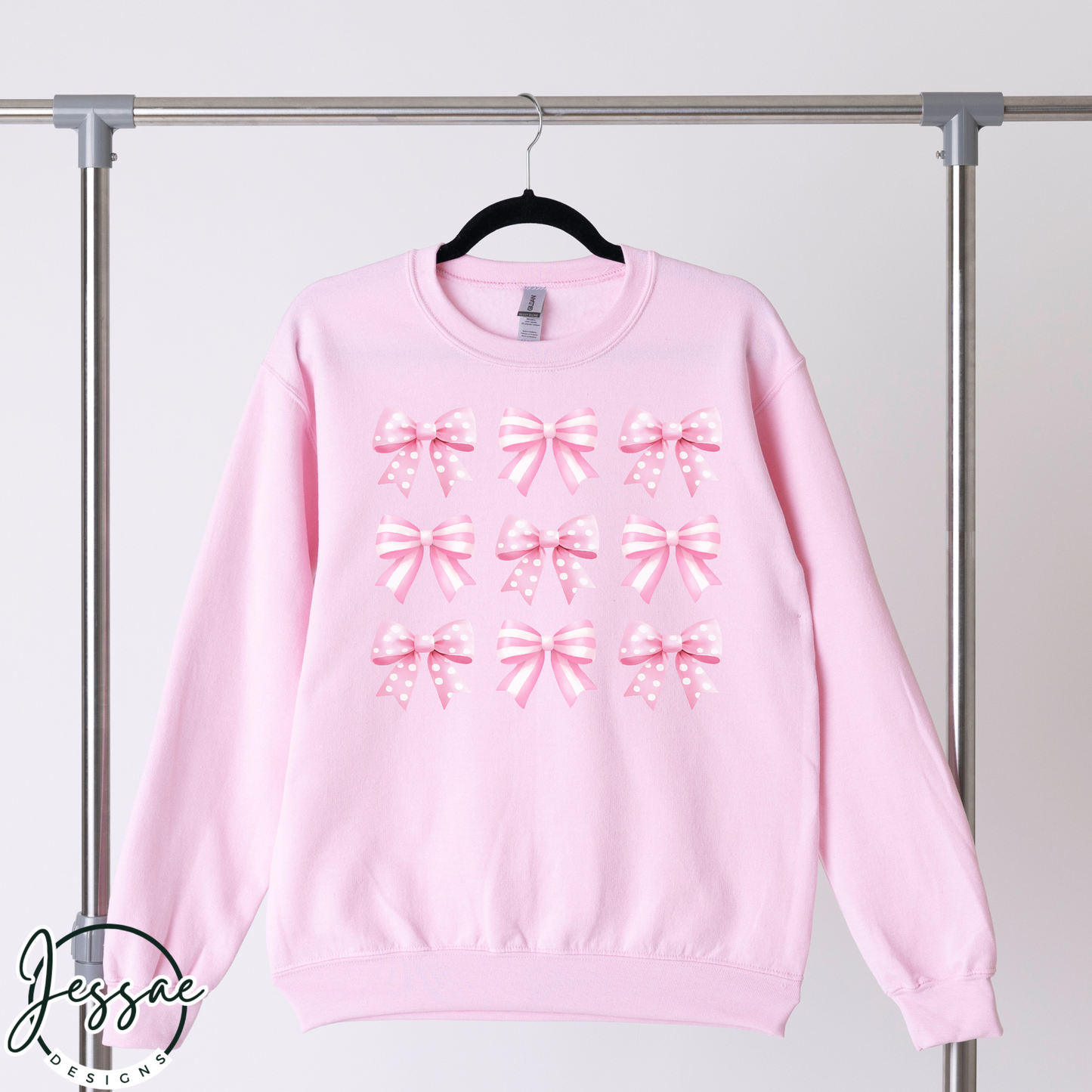 Pink Bows Sweatshirt | Cute Coquette Hoodie, Stripes & Polka Dots Gift for Her, Valentine's Day Birthday Present