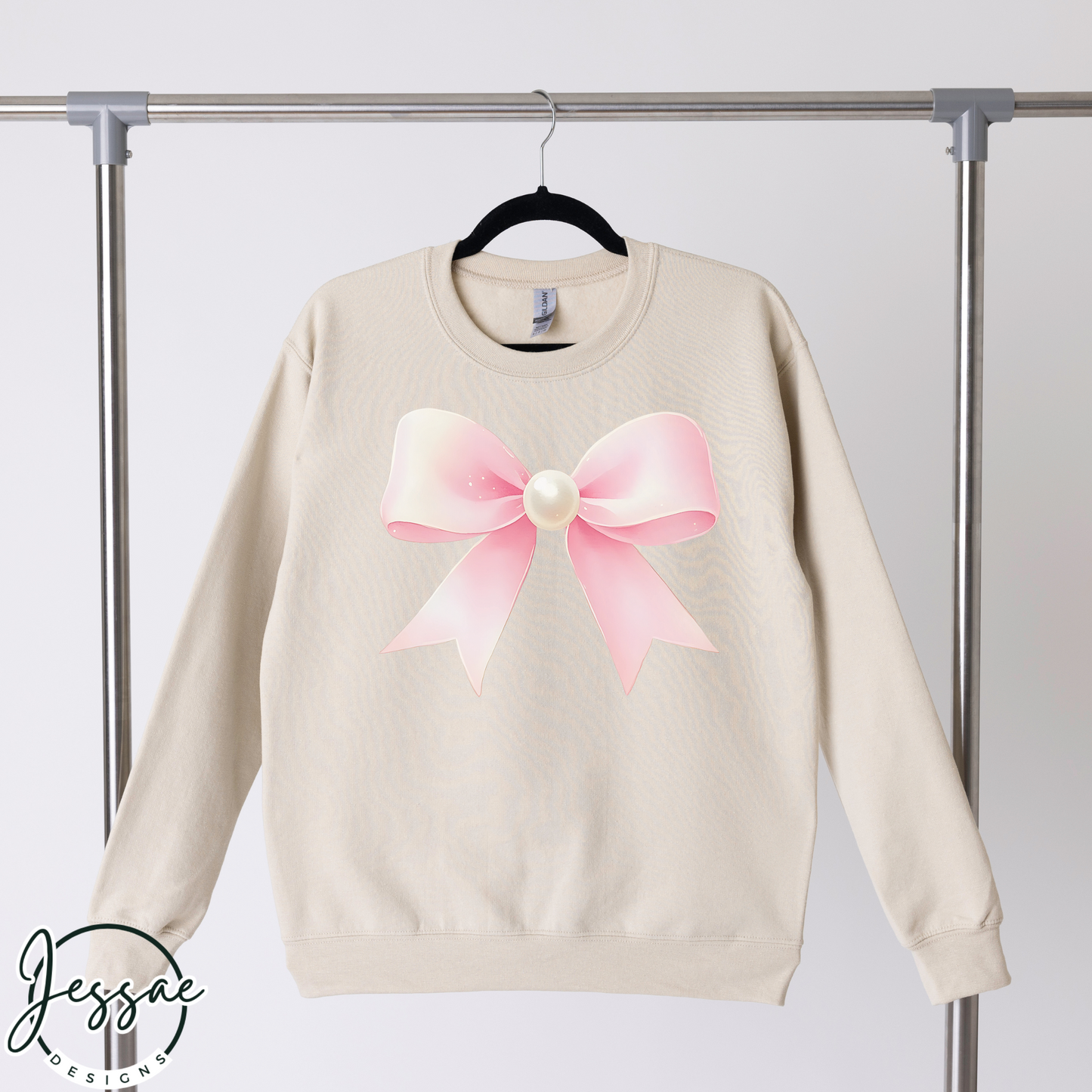 Pink Bow Sweatshirt | Cute Coquette Hoodie, Valentine's Day Gift & Birthday Present for Her, Pearls Design