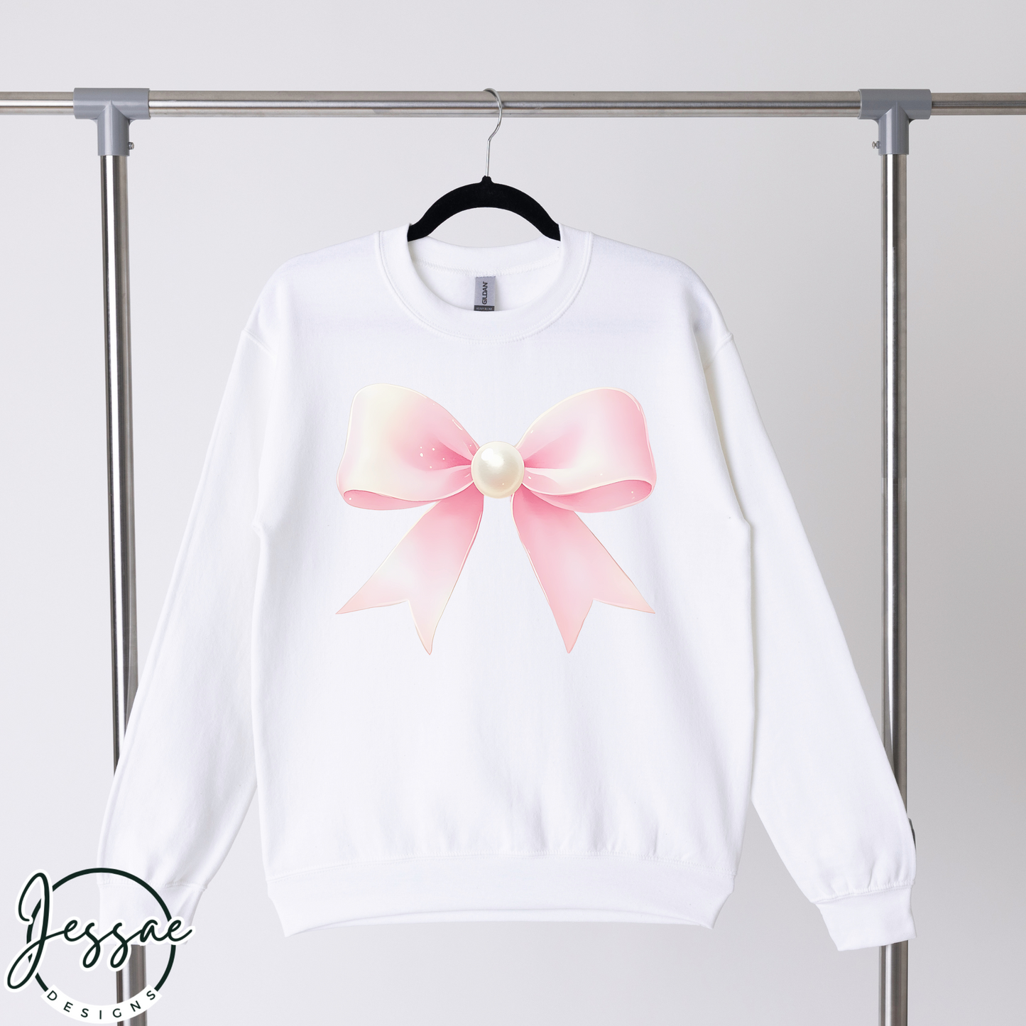 Pink Bow Sweatshirt | Cute Coquette Hoodie, Valentine's Day Gift & Birthday Present for Her, Pearls Design