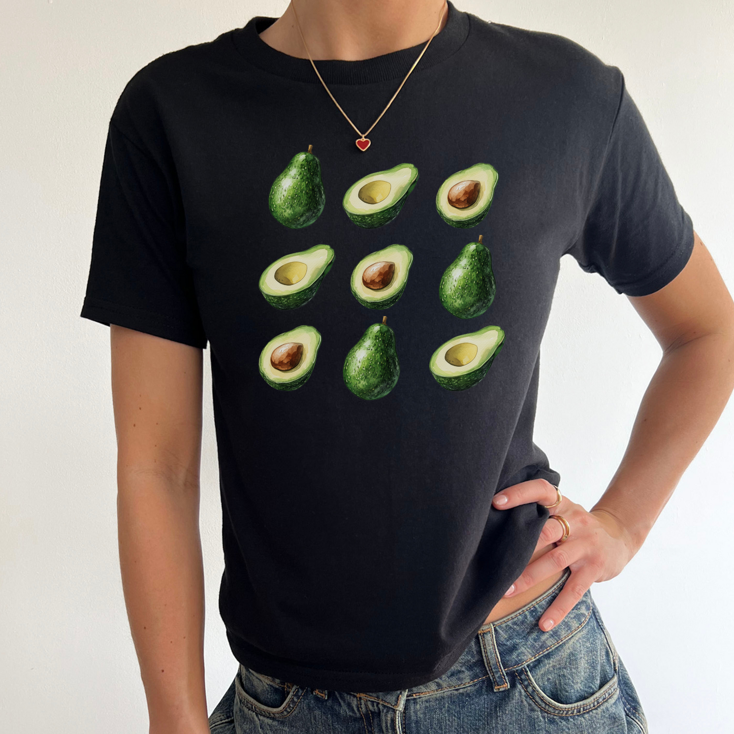 Y2K Vintage Avocado Pattern Baby Tee Whole Sliced Design Youth Womens Retro 2000s Aesthetic Graphic T-Shirt | Cropped Tee